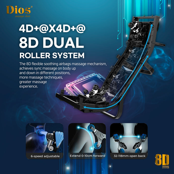 Kahuna Dios 1288 Massage Chair - 8D AI Dual Air Tech Touch Roller SL-Track
